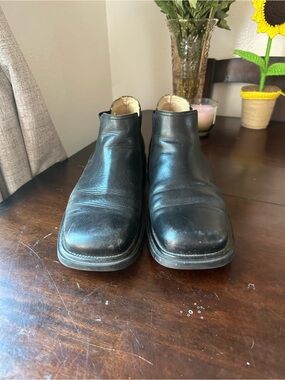 Kenneth Cole Black Leather Square-Toe Chukka Boots Made In Italy